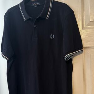 Fred Perry Navy Polo Shirt with White Accents